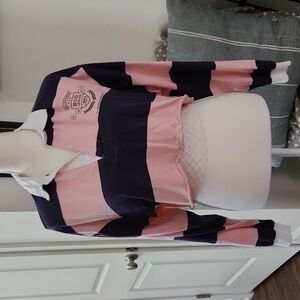 BDG Pink and Navy Striped Long Sleeve Top